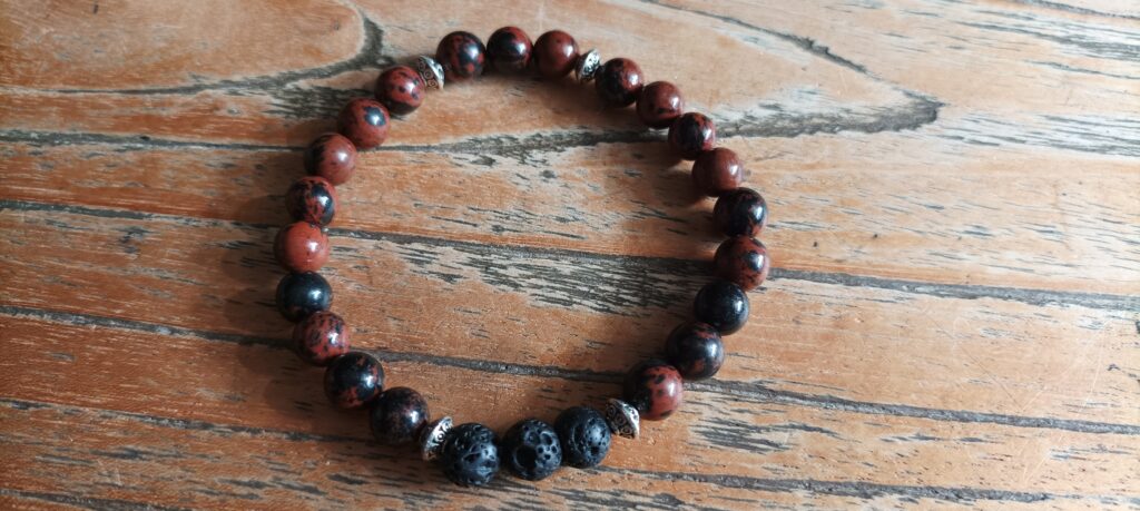 Mahonie Obsidiaan & Lavasteen Armband (MAAB-0012)